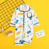 Schlafanzug Jungen und Mädchen Schlafanzug Kinder Set Baby Einfarbig Baumwolle Homewear Familienbekleidung Shirt TopPants 2PC 2-12T 230331