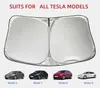 Nya bilvindrutesolskåp för Tesla Model 3 / Y Summer Automobile Front Window Visors Solskyddsparasol Tillbehör