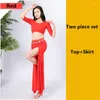 Stage Wear Sexy Slit Long Skirt Solid Color Chinese Style Ancient Training Clothes Belly Dance Costumes Women Dress Suit