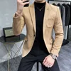 Herrdräkter Blazers Boutique S-4XL Men's Fashion Business Casual Slim Fit Gentleman Korean Comfort British Dress Suede Small Set 230330