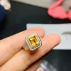 Cluster Rings Bague Citrine Réelle Et Naturelle Argent Sterling 925 Fine Jaune