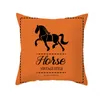 Pillow ZENGA Orange Cover Short Plush Horse Velvet Geometric Decorative Pillows For Sofa Home Decor Case