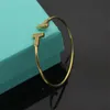 202318k Gold Crystal Double T Cuff Bracelet Women's High End Diamond Bracelet High Quality Designer Jewelry