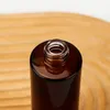 wholesale Amber Glass Pump Bottles Flat Shoulder Refillable Spray Bottle for Serum Essential Oil Perfume Lotion 20ml 30ml 50ml 60ml 80ml 100ml 120mm