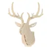 Decorative Objects Figurines 3D Wooden Animal Deer Head Art Statue Home Office Wall Hanging Decoration Storage Holders Craft Figurine Decor Accessories 230330