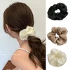Fashion Flower Print dubbelskikt Silk Organza Hair Scrunchies Women Big Hair Rep Retro Ponytail Hair Band Elastic Hairbands
