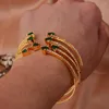 Bangle 4Pcs/lot Dubai Gold Color Bangles For Women Girl Wedding Bridal Bracelets Green Jewelry Middle East African Bride Gifts