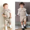 Suits Boy Cotton Baby S 2023 Double Breasted Vest Short Shawl 6st Suit Set Tuxedo Formal Wedding Birthday Dress 230331