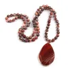Подвесные ожерелья мода богемные племенные украшения натуральный камень, завязанный аспект нерегулярные каплы, женщины этническое ожерелье