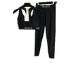 Agasalho feminino preto sem mangas sem mangas para ioga conjunto de roupas esportivas de secagem rápida 219L