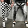 Pantalons pour hommes Nouveaux hommes Slim Fit Urban Straight Leg Pantalons Casual Pencil Jogger Cargo Pants US Striped Plaid Black White Casual Pants W0325