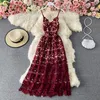 2023 Summer New Celebrity Sling Dress Off Wak Out Out Water Soluble Lace Dress Abito da spiaggia