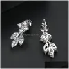 Dangle Chandelier Trendy Designer Flower Leaf Earrings Sier Square Cubic Zirconia Rhinestone Brides Drop Delivery J Dhgarden Dh3X5