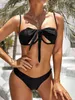 Damen Bademode Cross Halfter Push Up Bikini Damen Bügel Badeanzug Sexy Zweiteiler Sommer Strand Badeanzug Set 230331