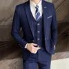 Męskie garnitury Blazery 3 szt. Set Blazers Pants Pants Kamizel / Fashion Men's Casual Boutique Business Business Groom Wedding Stroj
