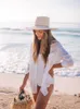 Women's Swimwear Beach Blouse Bikini Sun Protection White Tunic Cover-ups Sexy Summer Wear Swim Suit Cover Up Causal Women Tops 230331