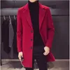 Men's Trench Coats Winter Woolen Long Jacket Fashion Slim 10 Color Options Overcoat Men Black White Khaki Red Windbreaker 230331