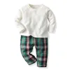 Pigiama Top e Top Neonatale Set di abbigliamento per neonati Pigiama per bebè Casual Top in cotone a maniche lunghe Set di pantaloni semplici Pigiama per bebè 230331