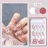 False Nails British Style Ballet Pink Cute Cartoon Pattern Fake Wearable 24pcs Press On Charm Design Nail Tips