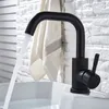 Kitchen Faucets Black Modern Bathroom Basin Faucet Stainless Steel Cold Wash Mixer Crane Tap Free Rotation Sink Faucets Single Handle 230331