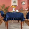 Nappe de table Vintage couleur unie hollandais velours à volants couverture Agaric café moderne Rectangle décoration de mariage nappe