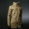 Męski Trench Coats w stylu Anglii Wysoka kurtka kołnierzowa Mężczyzna armia zielony biznes swobodny szczupły wiatrówek dla płaszcza MXXXL 230331