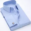 Men's Casual Shirts High Quality Men's French Cuff Dress Men's Long Sleeve Solid Green Shirt Style Men's Cufflinks Include 230331