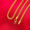 Цепи 4 мм тонкие плоские женщины мужчины ожерелье цепь 18-каратного желтого золота заполнены классический ювелирный подарок 45 см длиной