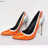 Olomm Handmade Women Pumps Sexy Stiletto High Heels Pumps Pointed Toe Gorgeous Orange Party Shoes Women Plus US Size 5-15