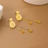 Ohrhänger für Frauen Schmuck Geldbeutel Aufhänger Kupfer Münze Titan Stahl vergoldet 14 Karat Echtgold Luxus Tropfen