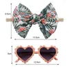 Hair Accessories 2Pcs/ Set Fashion Baby Headband Sunglasses Printing Girl Beach Pography Props Toddler Head Bands