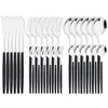 Set di stoviglie 30 pezzi Set di stoviglie in argento nero Coltello Forchetta per frutta Forchetta per torta Cucchiaio da tè Tovagliolo Set di stoviglie in acciaio inossidabile Utensili da cucina per feste 230331