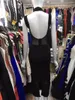 Vestidos casuales al por mayor 2023 vestido negro malla rayón Patchwork tejido elástico moda mujer cóctel fiesta vendaje hasta la rodilla