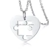 Pendant Necklaces 2Pcs Heart Love Puzzle For Women Men Never Fade Stainless Steel Couple Necklace Anniversary Valentines Day Dhgarden Dhgrp