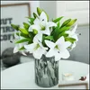 Decorative Flowers Wreaths Artificial Lily Real Touch White Pink Yellow Living Room Home Office Bridal Flower Drop Deliver Dh354