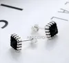 Orecchini a bottone YIXIYOYI 925 Sterling Silver Retro Black Gen Square Ear Earring Vintage Thai per donna Charm Punk Jewelry