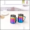 Bouteilles d'eau Pot de café en acier inoxydable Colorf Pl Pichet à fleurs Pots à lait Bouilloires Théière Tasse Tasse Drinkware 350Ml 600Ml Drop Delive Dhbmz