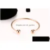 Chain New Fashion M Signature Open Size Bangle Bracelet For Women Gold Rose Stainless Steel Cuff Charm Valentines Day Jewelr Dhgarden Dhxoc