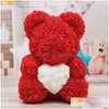 Party Favor New40cm Rose Teddy Bear Artificial Flower Led Strings Decoration Valentines Day Gifts for Women Home RRD11958 Dr Dhihz