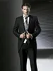 Мужские костюмы 2023 Темно -черный твидовый мужской 3 штуки бизнес -лацэк -смокинг -хриплы для свадебной тонкой