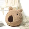 Diseñador 1pc cojín almohada lindo cojín de forma de la cabeza del oso, lana de poliéster beige, con bordado, para decorar el sofá de la sala de estar, incluido el núcleo de cojín