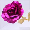 Couronnes De Fleurs Décoratives De Mode 24K Feuille D'or Plaqué Rose Cadeaux Créatifs Dure Pour Les Amoureux Saint Valentin Décoration De La Maison Dhhkm
