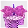 Drinkware Lid Bow St Topper 18 Farben Glitter Pailletten Schleifen für Party Tumbler Sts Dekoration Drop Delivery Hausgarten Küche Esszimmer Dh6Kd