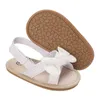 Sandales d'été pour bébés filles, sandales à bout ouvert avec nœud papillon en coton avec semelles antidérapantes pour les tout-petits de 0 à 18 mois Z0331