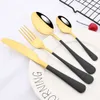 Dinnerware Sets Rainbow Stainless steel 24 piece tableware knife fork coffee spoon Western food 230331