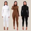 Women's Jumpsuits Rompers Solid Color Women's Bodysuit Long Sleeve Solid Turtle Neck Bodysuit Fashion Fitness Casual Top 230330