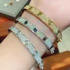 チタンバングルスチール3列フルダイヤモンドブレスレットファッション女性男性Chirstmas Bangle Bracelets Distance Jewelry Gift