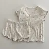 Pyjama bébé à manches courtes ensemble de vêtement été coton enfants fleur pyjamas coton bébé filles 2 pièces décontracté bébé vêtements 230331