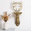 Dekorativa föremål Figurer Antlers Rabbit Head Statue Home Decoration 3D Abstract Sculpture Wall Hang Decor Animal Statues Living Room Mural Art Craft 230330