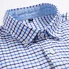 Mäns avslappnade skjortor m ~ 7xl högkvalitativ 100% bomull Oxford Men's Plain Shirt Men's Brodery Casual Long Sleeve Men's White Blue Dress Shirt 230331